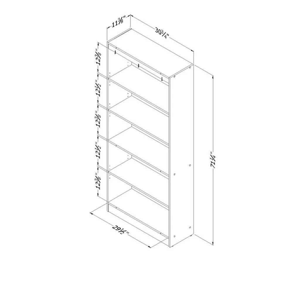 Pemberly Row 5-Shelf Transitional Wood Bookcase in Morgan Cherry