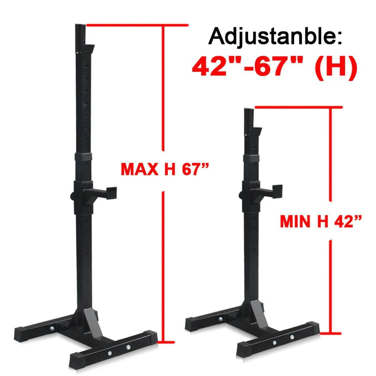 Ktaxon Pair of Standard Solid Barbell Bench Adjustable Steel Squat Rack Stands for Gym Workout Exercise