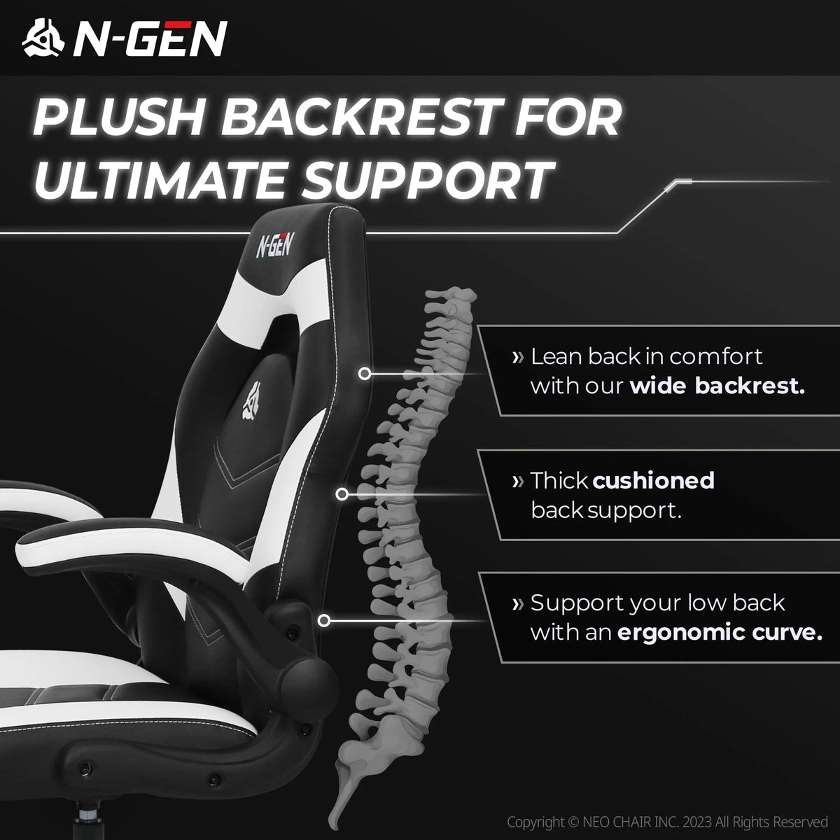 N-GEN Red Gaming Chair, Flip-up Armrest Computer Chair Ergonomic Office Chair PU Leather Desk Chair Executive Adjustable Swivel Task Chair
