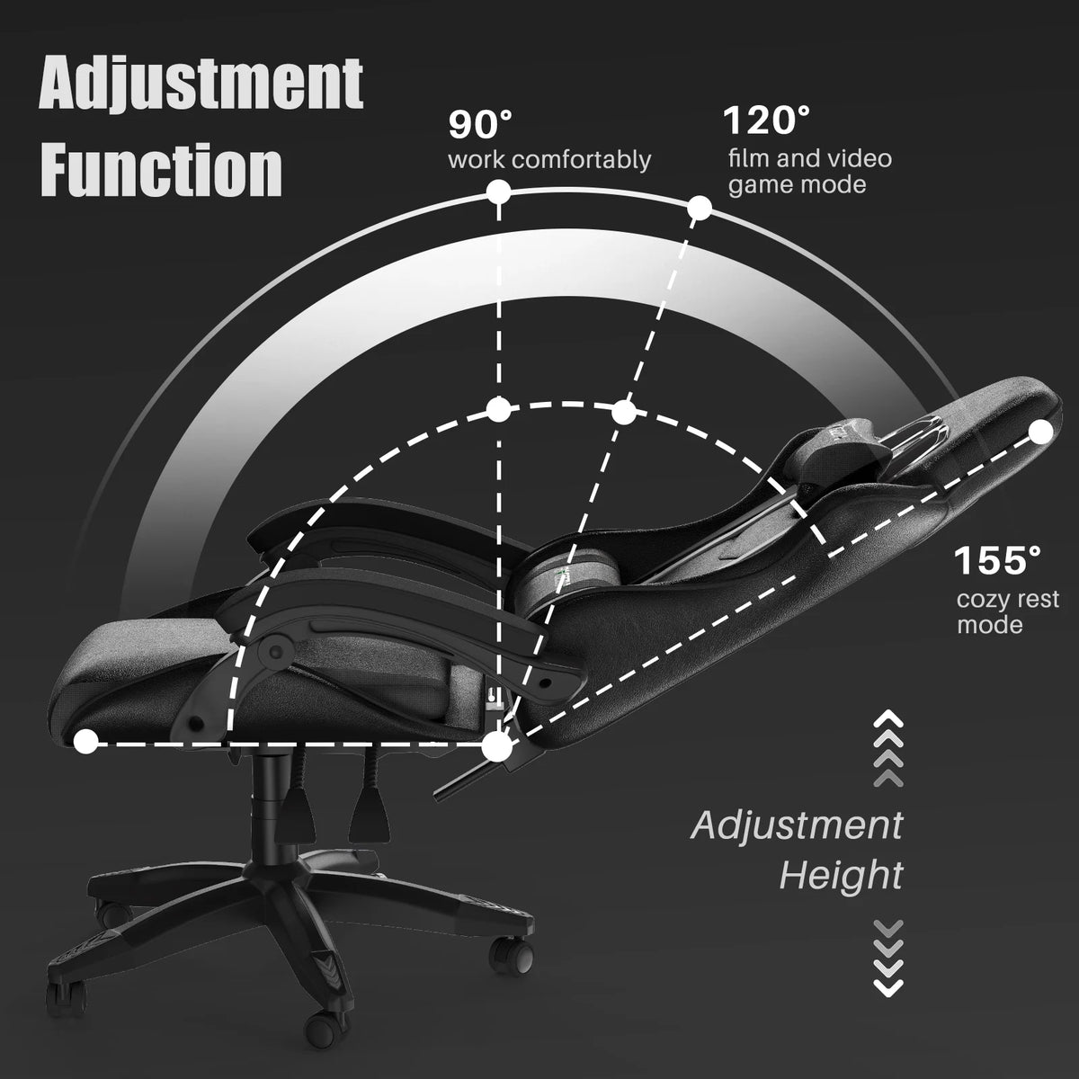 Bigzzia Gaming Chair Pu Leather Office Chair with Ergonomic Lumbar Pillow, Reclining Racing Game Chair Backrest and Seat Height Adjustable Swivel Recliner,Esports Chair with Headrest,Blue