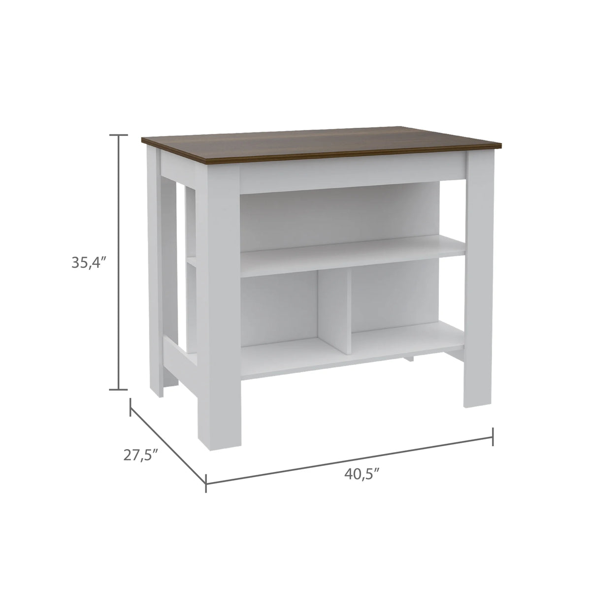 Dawn Whisper Rockaway 3-Shelf Kitchen Island Black Wengue and Light Oak