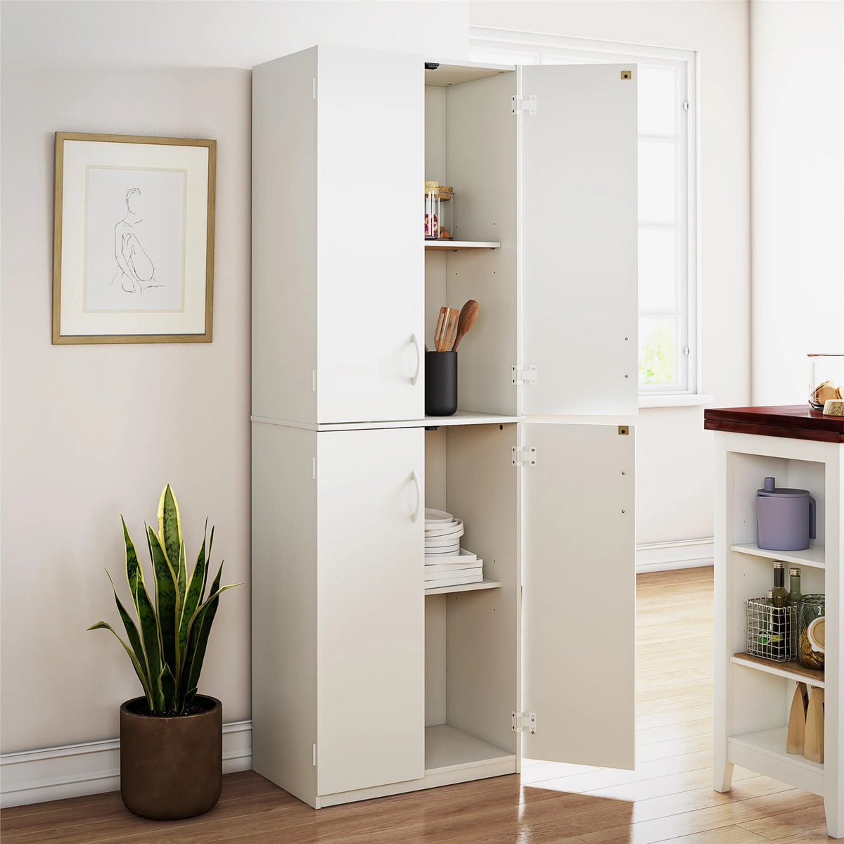 Mainstays 72" 4-Door Storage Cabinet, Espresso