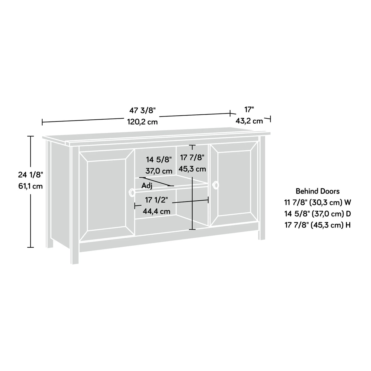 Sauder County Line TV Stand for TV's up to 47", Salt Oak Finish