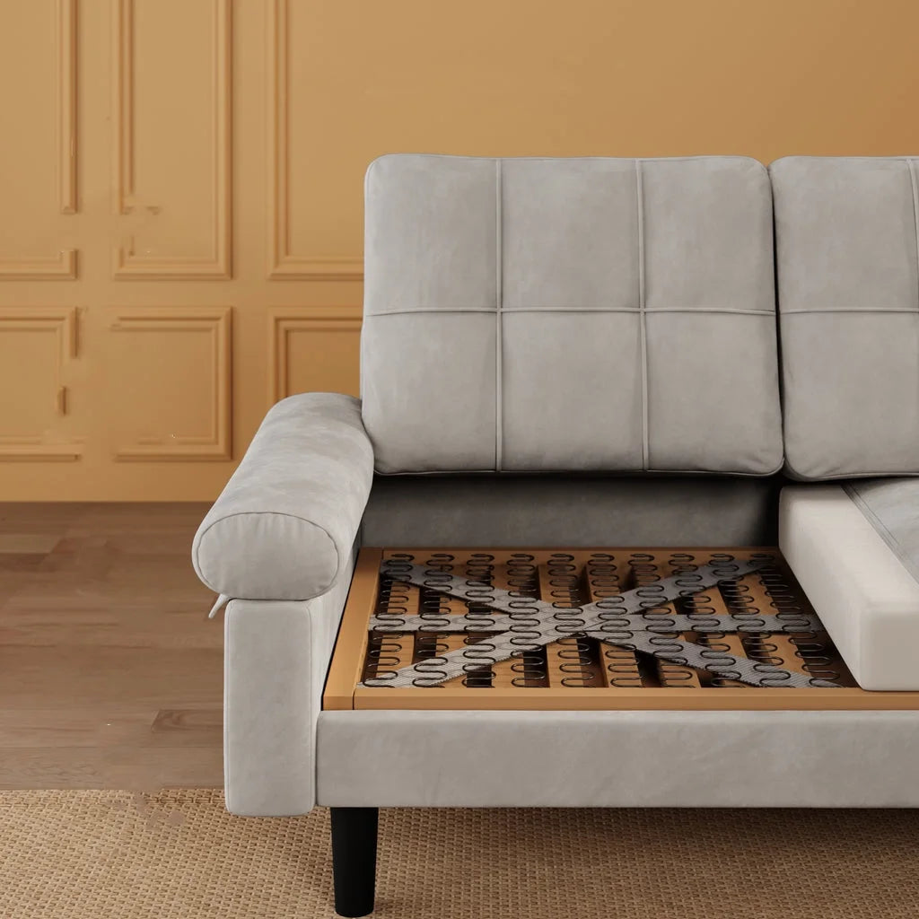 Aiho 82" L Modern Sofa, L-shaped Sofa with 3 Comfortable Pillows for Living Room, Apartment, Studio, Office - Dark Grey