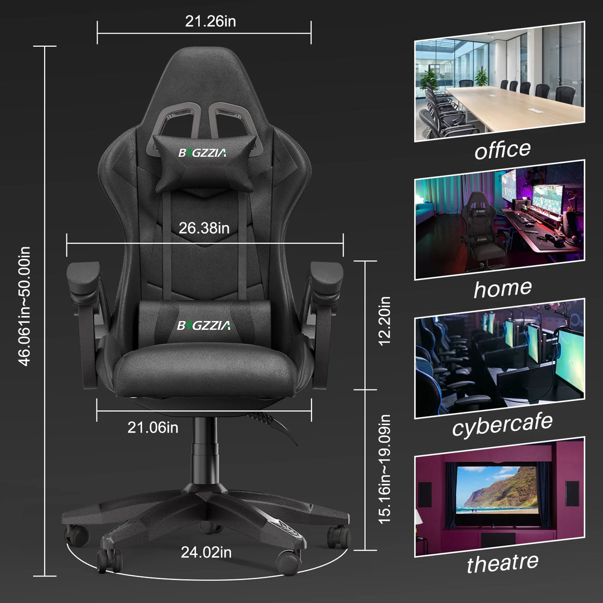 Bigzzia Gaming Chair Pu Leather Office Chair with Ergonomic Lumbar Pillow, Reclining Racing Game Chair Backrest and Seat Height Adjustable Swivel Recliner,Esports Chair with Headrest,Blue