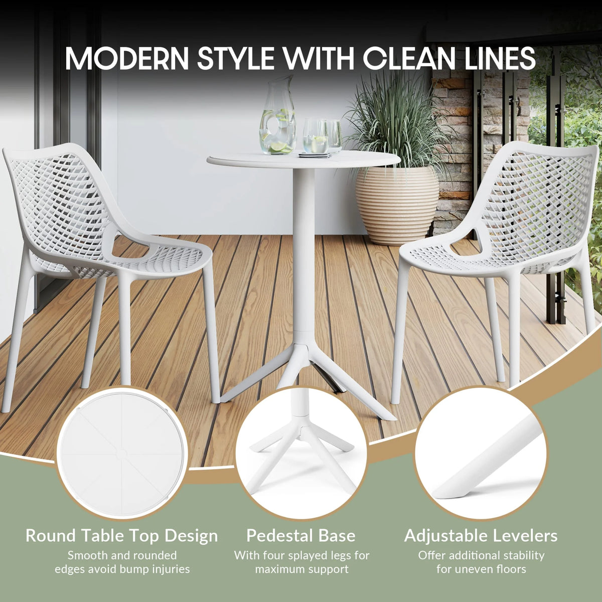 WestinTrends Playa 3-Piece Outdoor Resin Patio Bistro Set with Stackable Patio Dining Chairs, Black