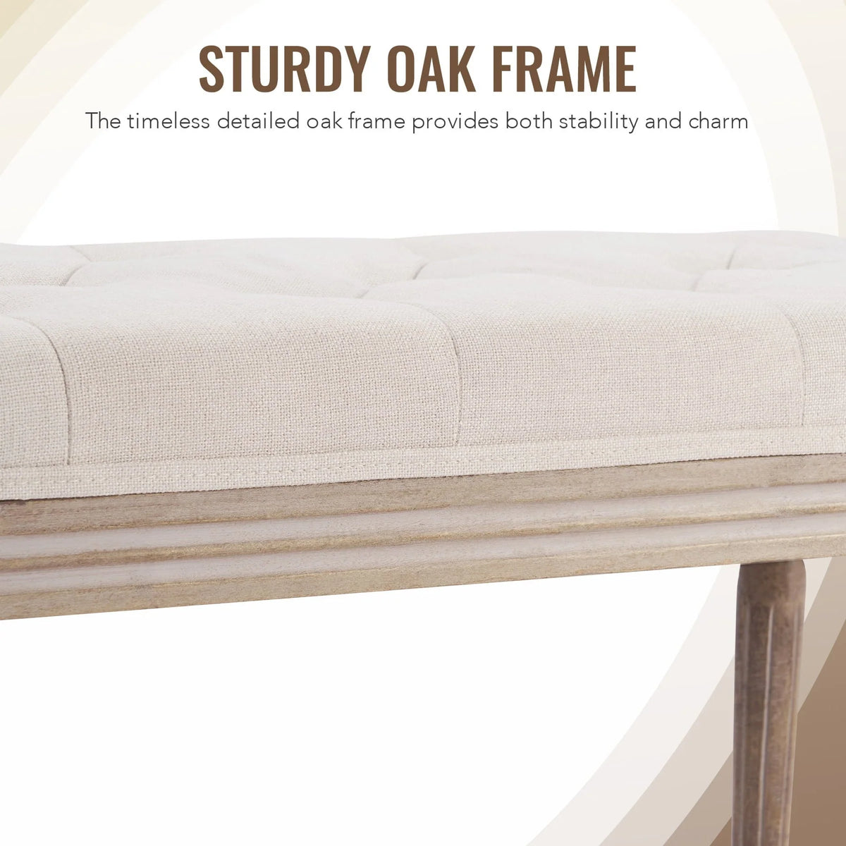 Wayshire Upholstered Entryway Bench with Rubber Wood Legs Tufted Ottoman for Dining Room Bedroom More
