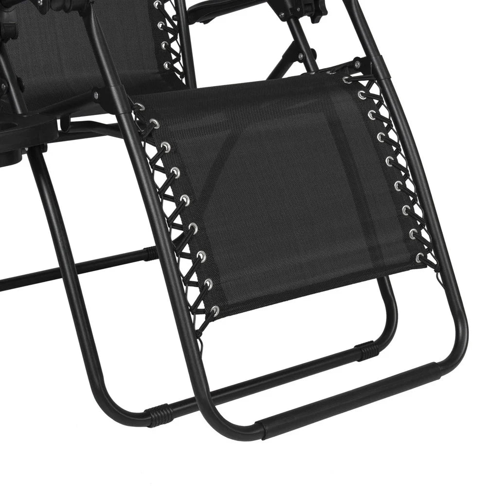 GoDecor Black 2 Pieces Zero Gravity Lounge Chairs with Saucer