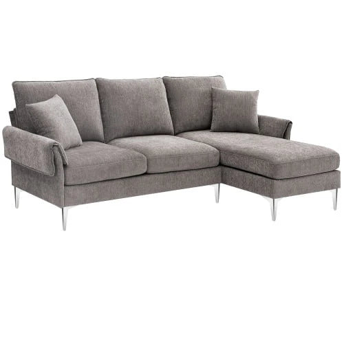 Churanty L Shaped Sofa for Small Spaces Convertible Sectional Sofa with Reversible Chaise Lounge,Grey