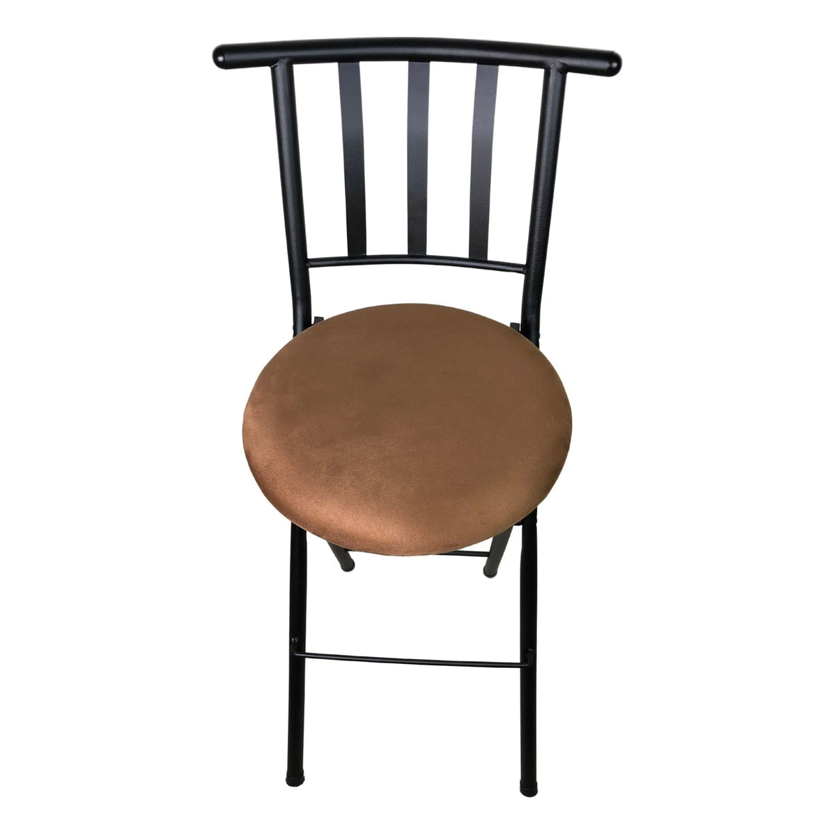 Mainstays Indoor Metal Folding Stool with Slat Back and Microfiber Seat