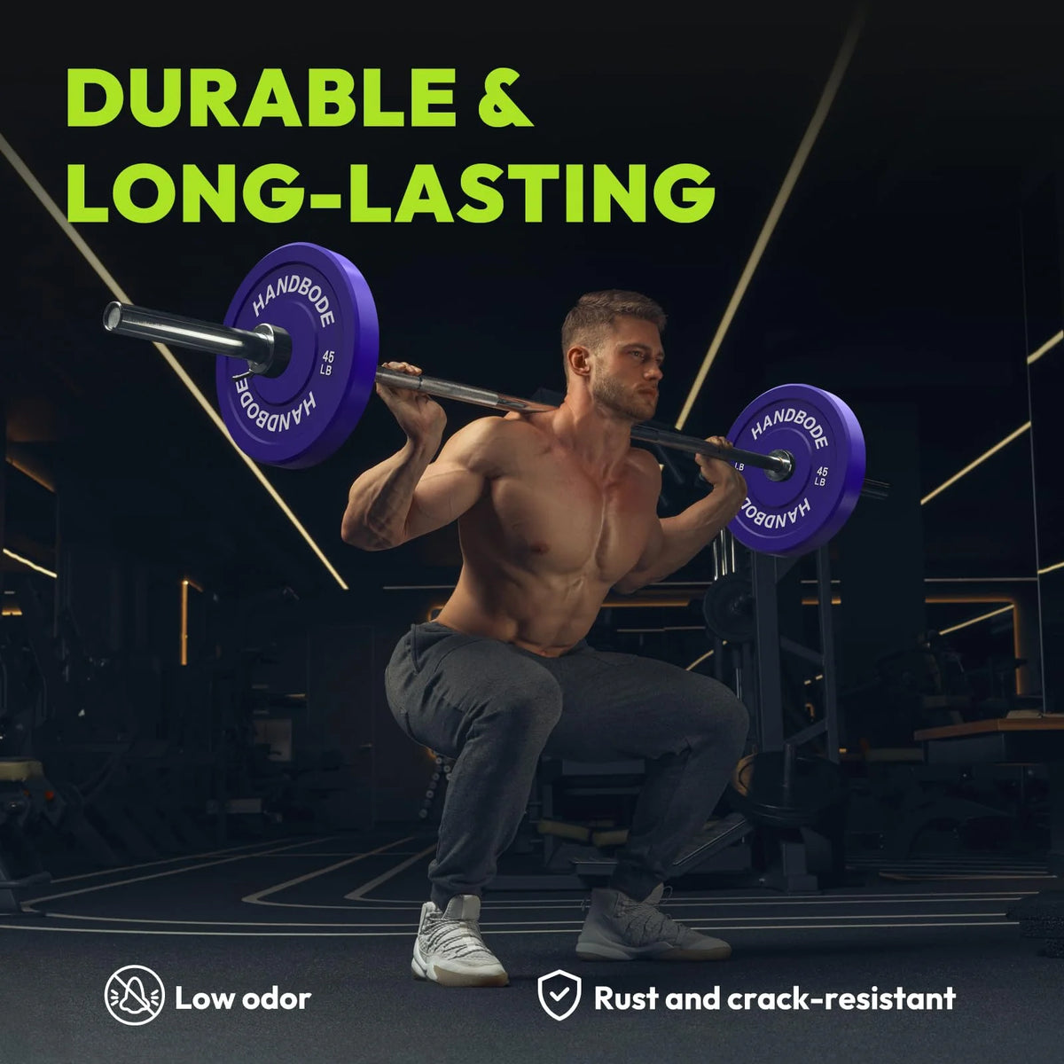 HANDBODE Bumper Plates Olympic Weight Plates, Colored Rubber plate for Weight Lifting and Strength Training 140LB