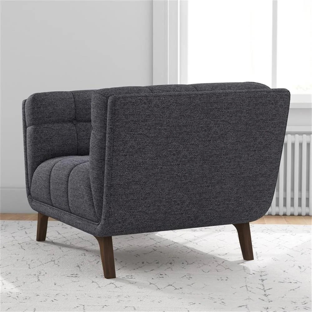 Allen Mid-Century Modern Velvet Upholstered Armchair in Blue
