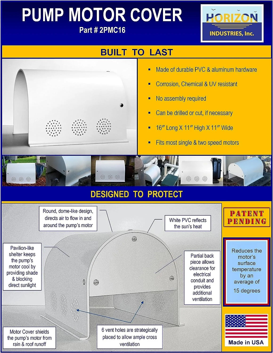 Pump Cover Pool Pump Cover - Protects & Covers Pump Motor - Sprinkler - Well - Spa - Pool Pump Motor Cover 2PMC16