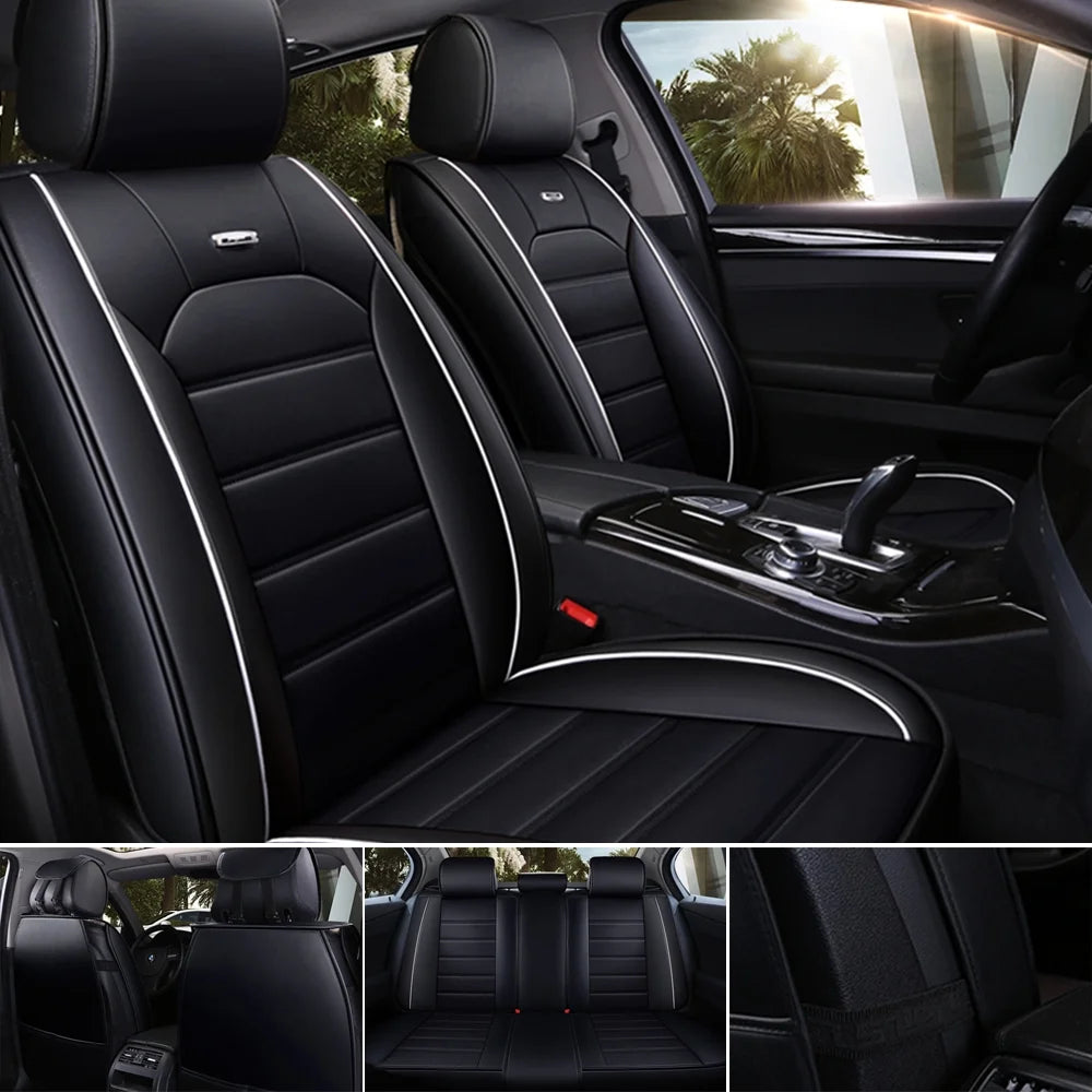 OTOEZ Leather Car Seat Cover Universal 5 Seats Full Set Front Rear Seat Protector