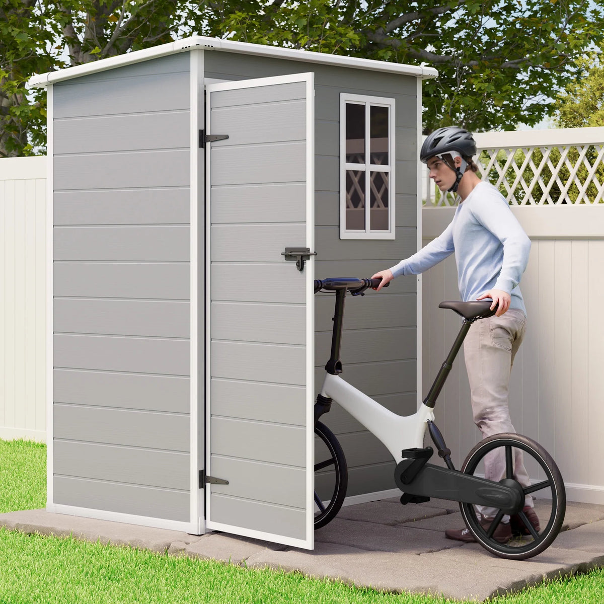 Lofka 6 x 4 FT Galvanized  Metal Outdoor Storage Shed with Double Lockable Doors and Air Vents for Patio, Garden, Backyard, Lawn, Dark Gray