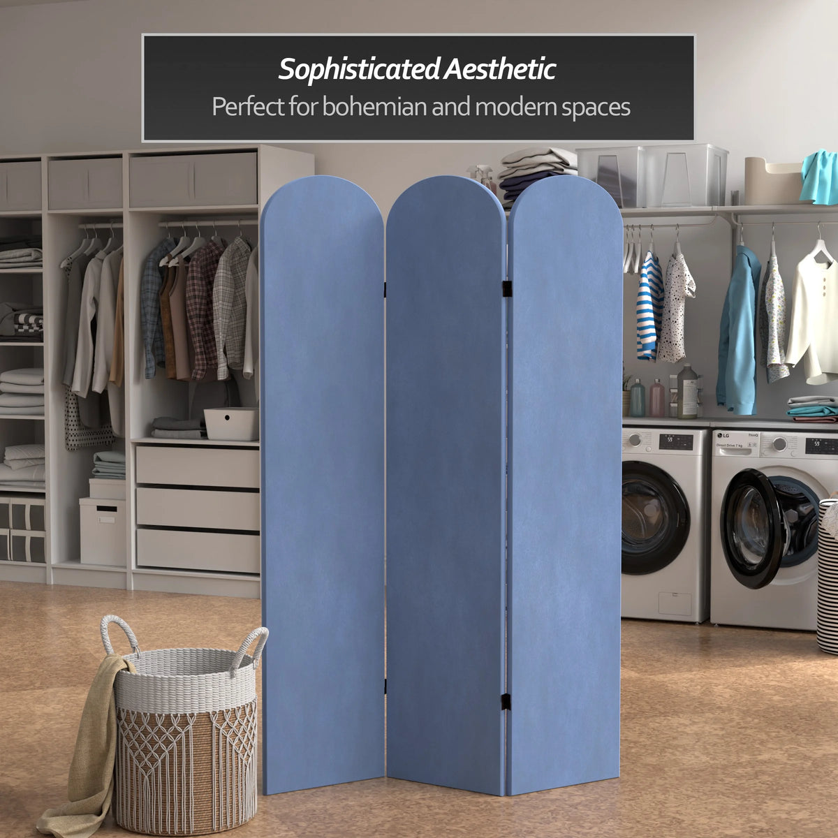 6 ft. Classic Arch Velvet Room Divider Lilac 3 Panel