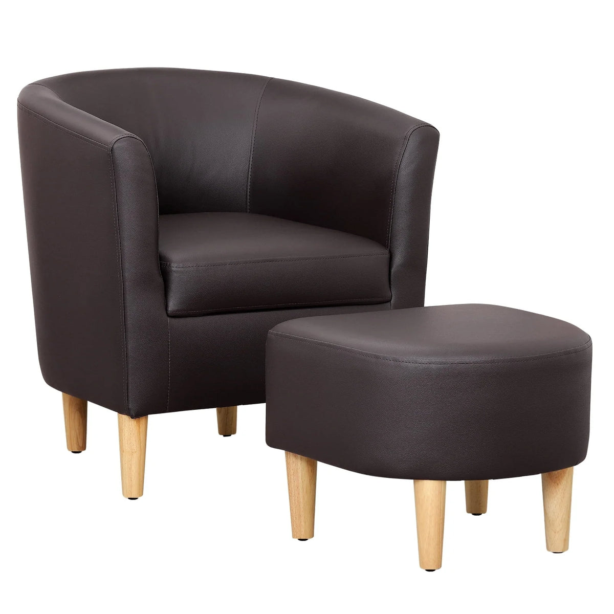 Dazone Swivel Armchair & Ottoman Set, Modern Accent Upholstered Single Sofa Chair With Footstool, 360°Rotating Armchair and Footrest Set, Club Tub Chair for Living Room Bedroom Reading Room,Gray