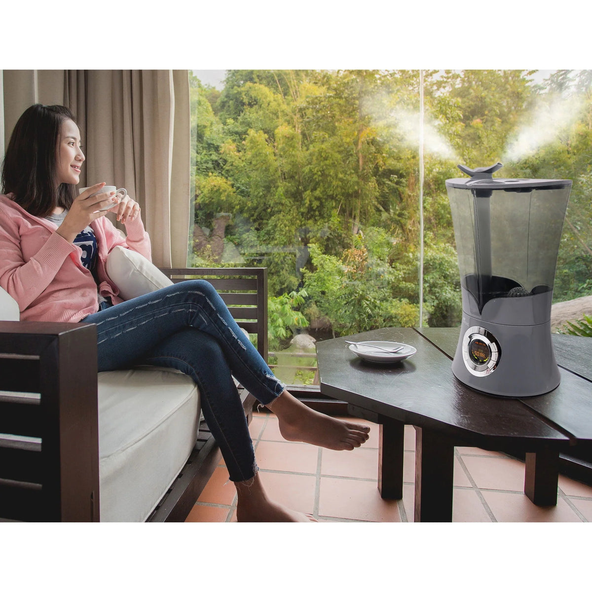 Air Innovations 700sq ft Ultrasonic Cool Mist Top Fill Humidifier, Platinum
