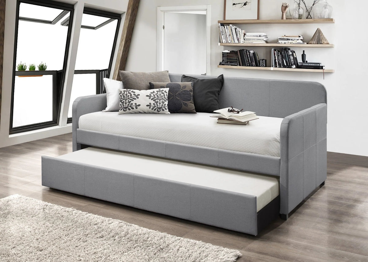HMD Tiara Upholstered Twin Daybed with Trundle, Gray