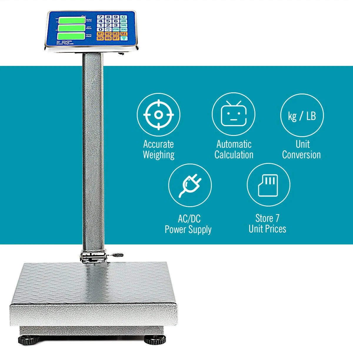 Gymax 660lbs Weight Platform Scale Digital Floor Folding Scale Postal Shipping Mailing