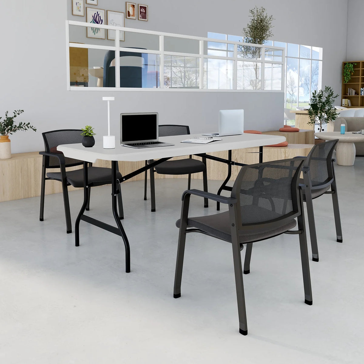 Staples 6' x 29.5" Heavy Duty Plastic Folding Table White Granite (62109)