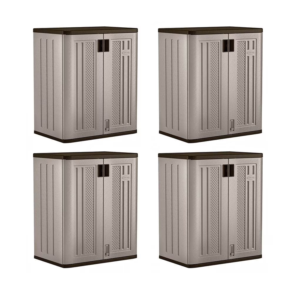 Suncast 2-Shelf Resin Base Cabinet, Platinum Metallic