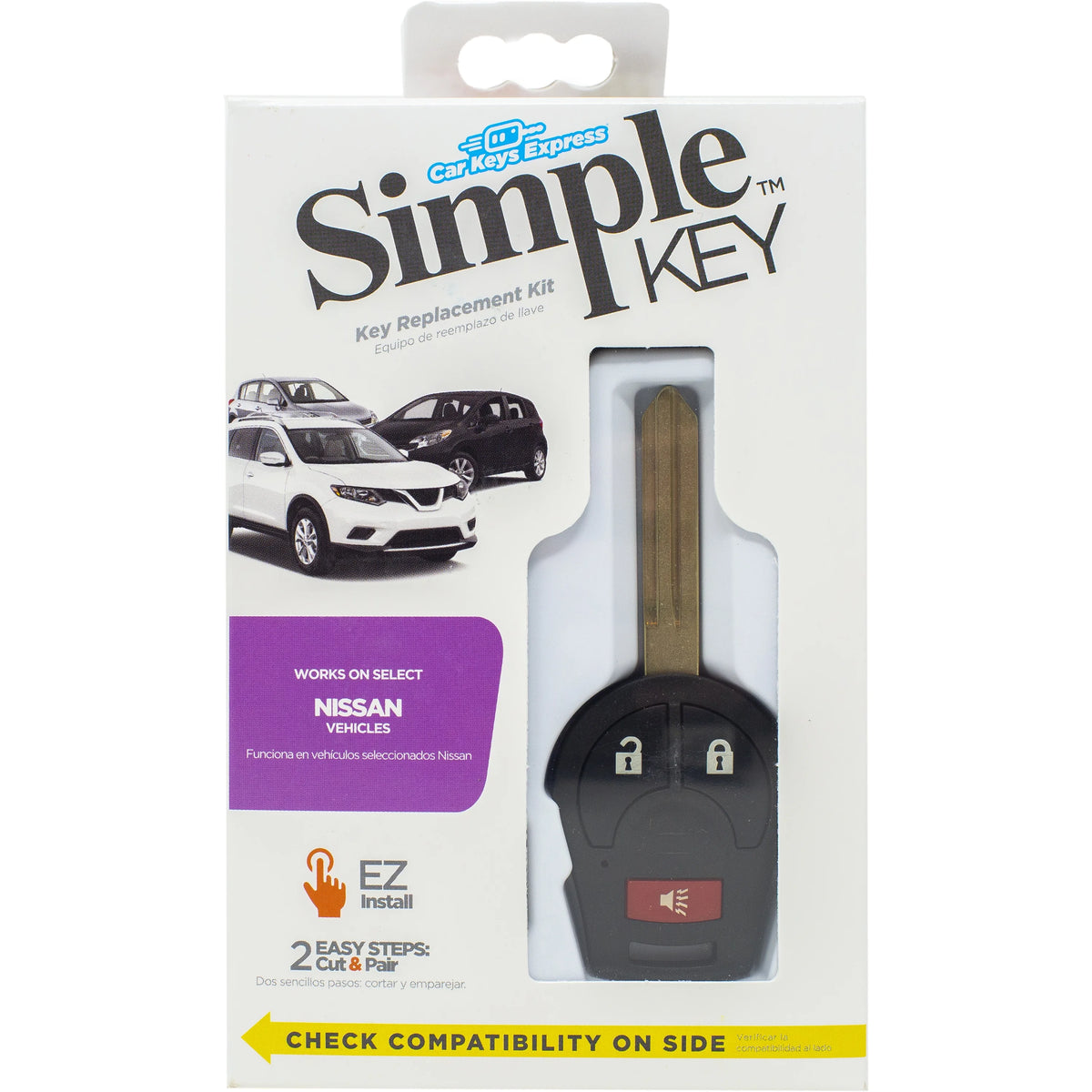 Car Keys Express Nissan Simple Key - 3 Button Remote and Key Combo Car Key Fob