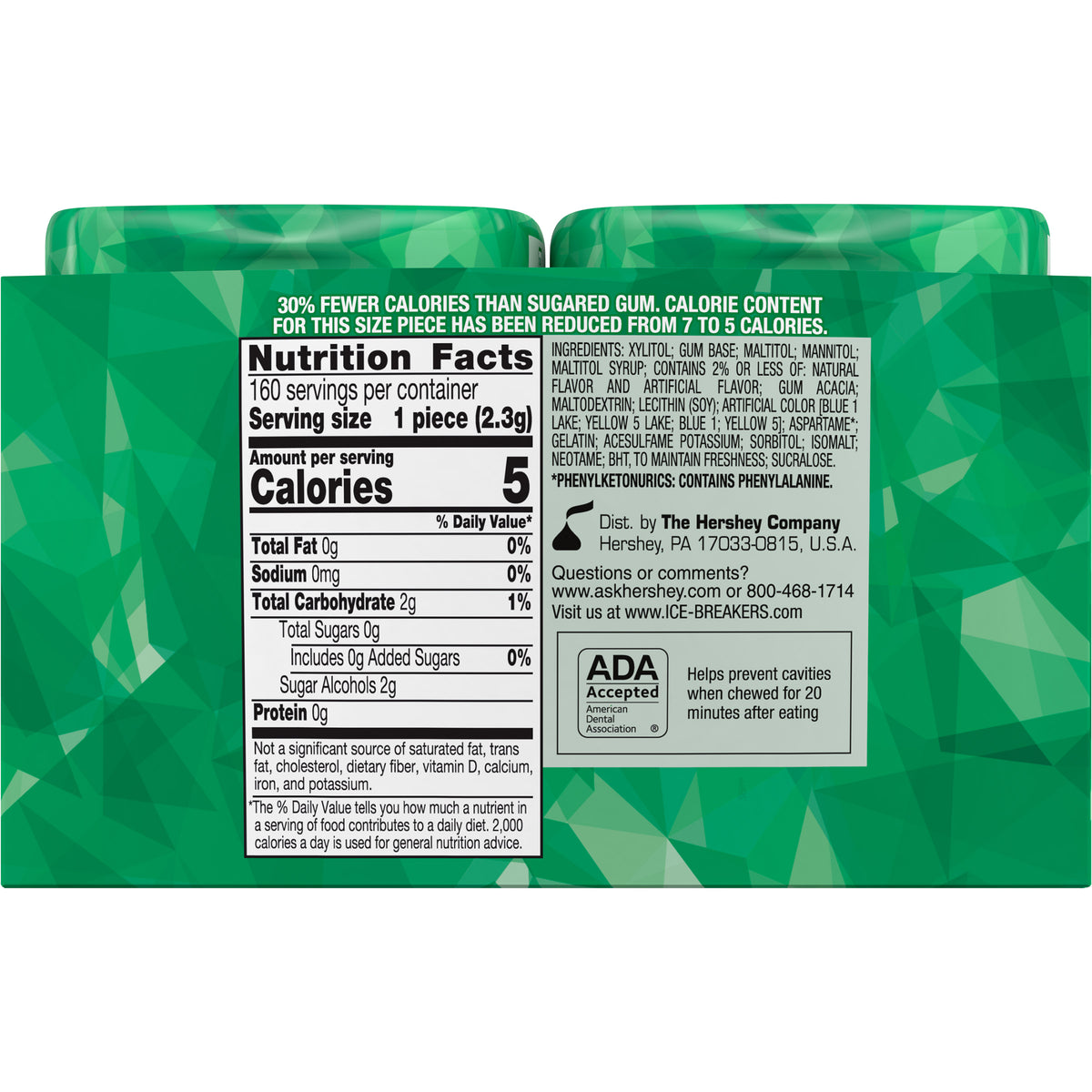 Ice Breakers Ice Cubes Sugar Free Gum, Spearmint, 40 pieces, 4-count