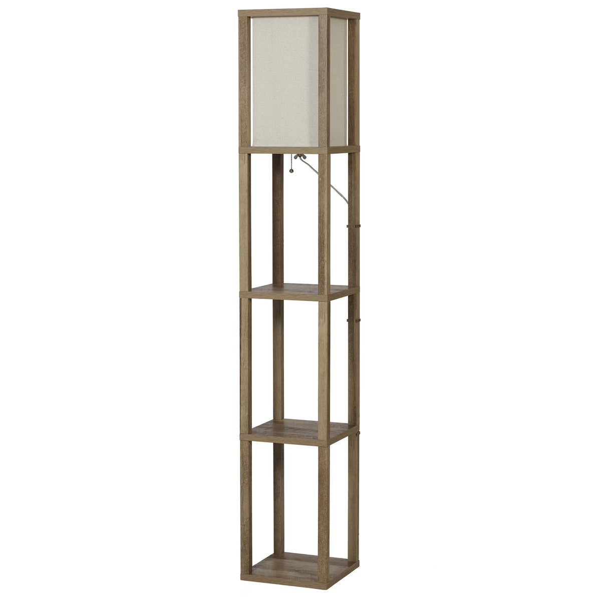 Better Homes & Gardens 62.25" Modern Pull Chain Weathered Floor Lamp with Natural Square Shade