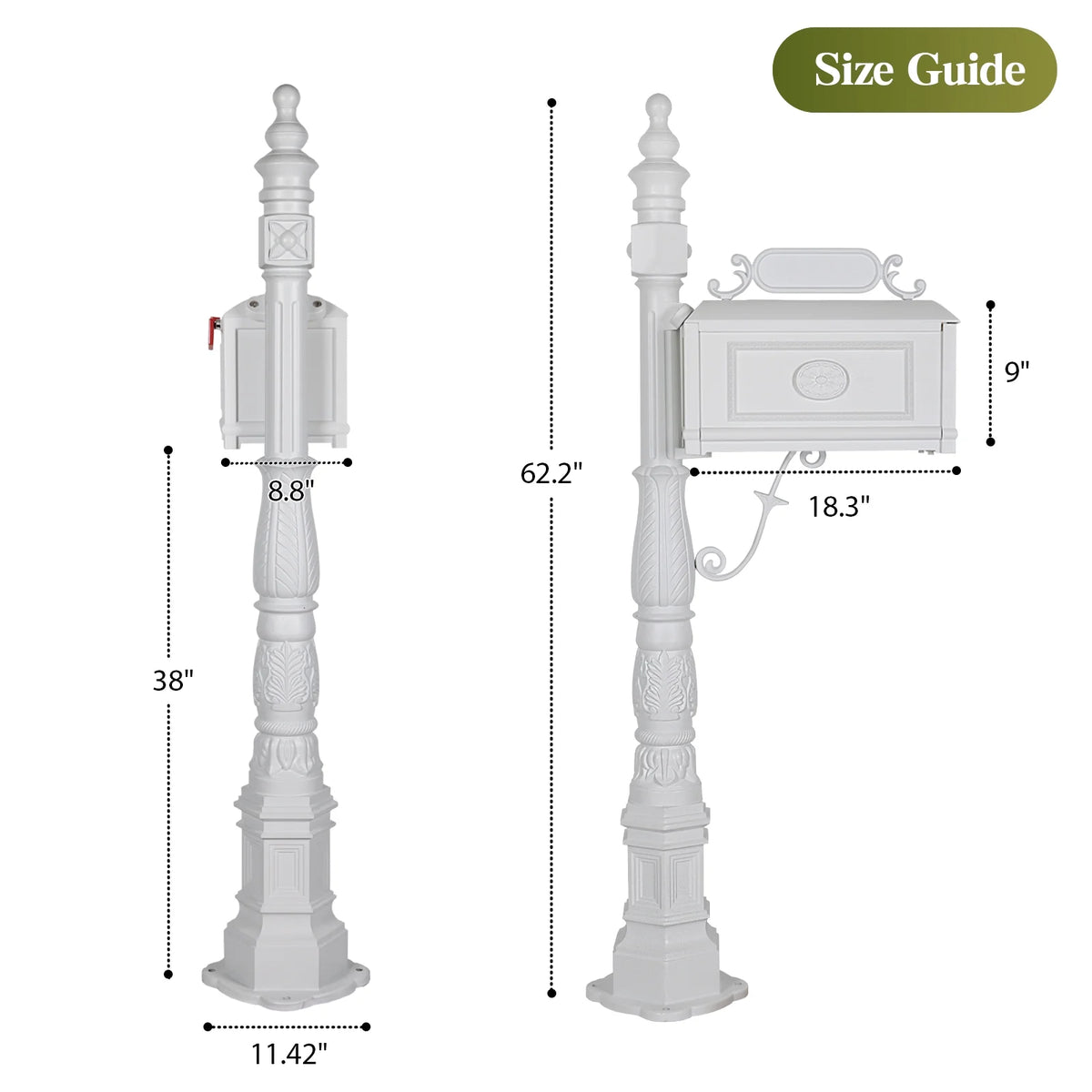 Betisef Large Cast Aluminum Mailbox Barcelona Decorative Post Mail Box Combination Stratford Heavy Duty