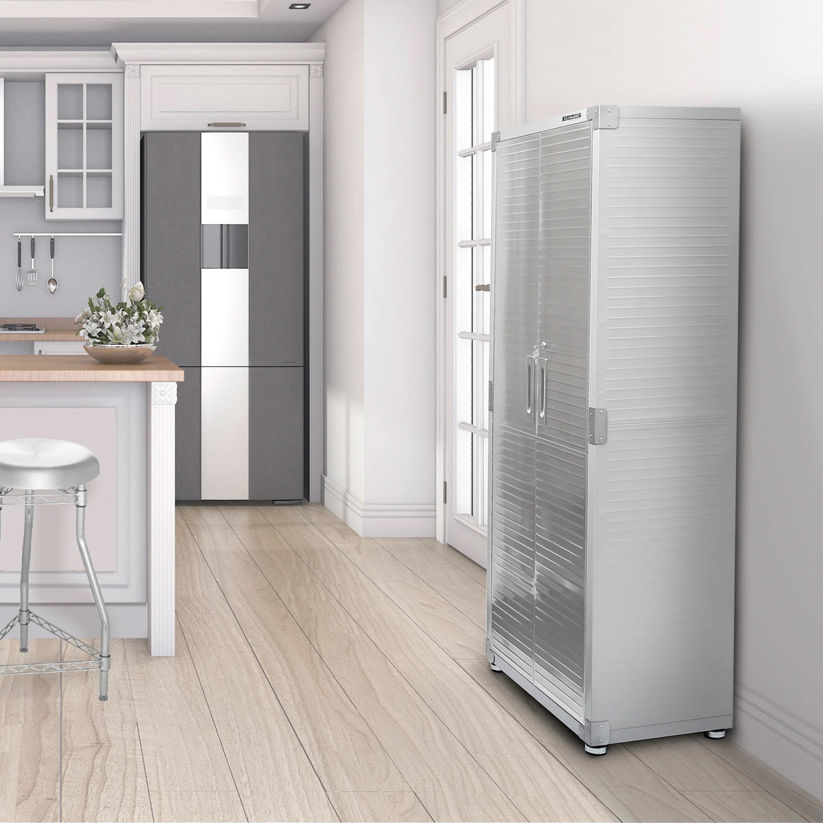 Seville Classics UltraHD? Steel Body Lockable Storage Cabinet Organizer Locker Shelving Unit, Graphite, 30" W x 18" D x 72" H