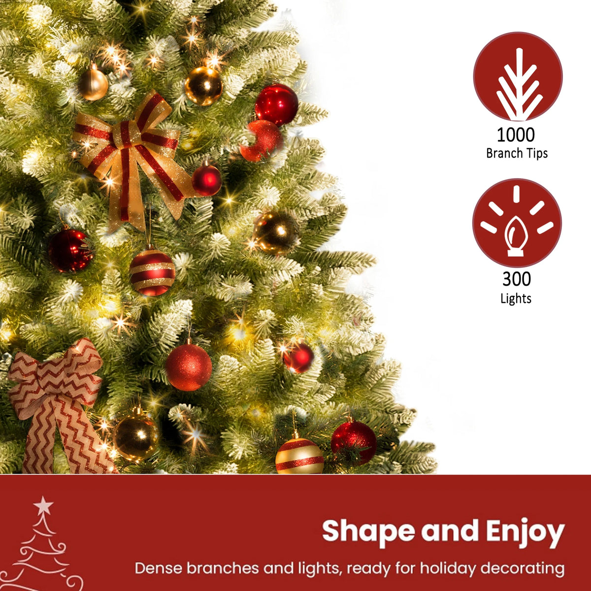 Yexmas 9ft Pre-Lit Green Christmas Tree, 11 Modes Colored LED Lights, Artificial Xmas Tree with Large Storage Bag