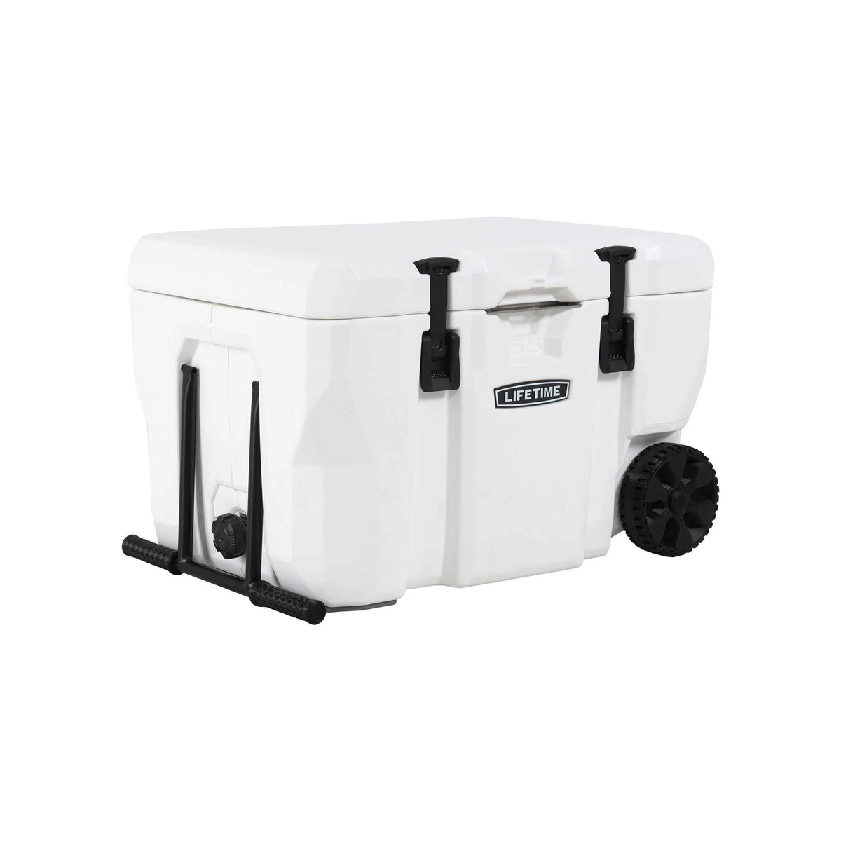 Lifetime 55 qt Bear-Resistant Camping Cooler Wheeled, Premium High Performance, Ice Retention, Hard Cooler, 60 Can Capacity, White (91072)