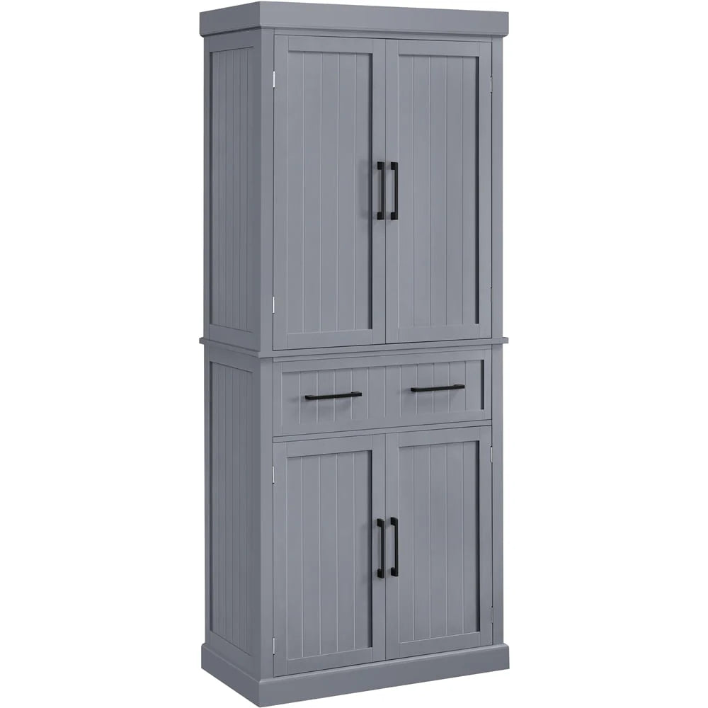 Topeakmart 72.5" H Kitchen Pantry Cabinet with Doors and Adjustable Shelves, White