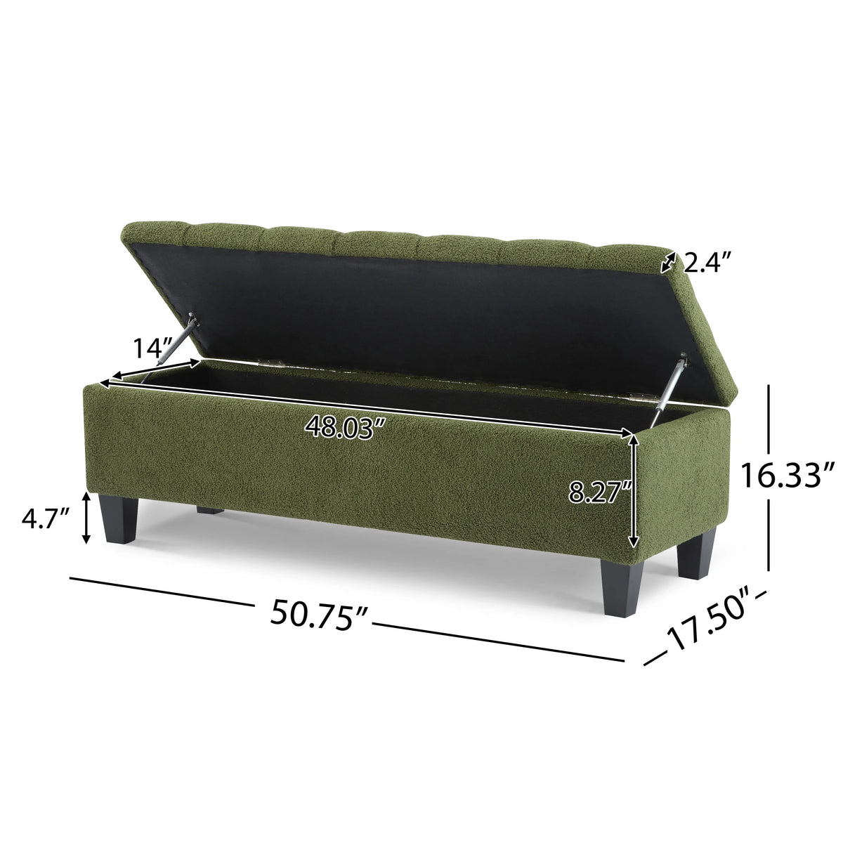 Furniliving Modern Upholstered Button Tufted Storage Ottoman Entryway Bench, Ivory