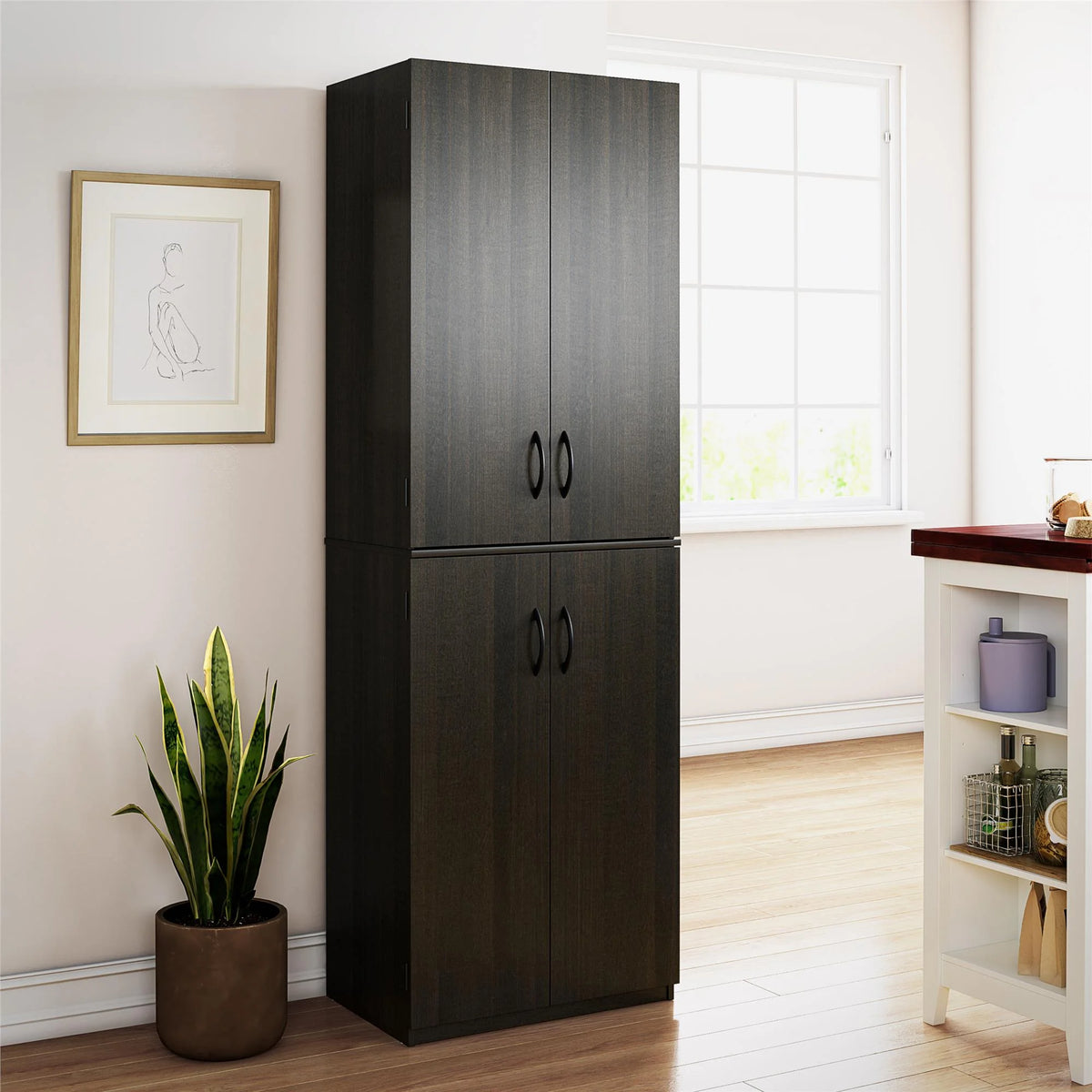 Mainstays 72" 4-Door Storage Cabinet, Espresso
