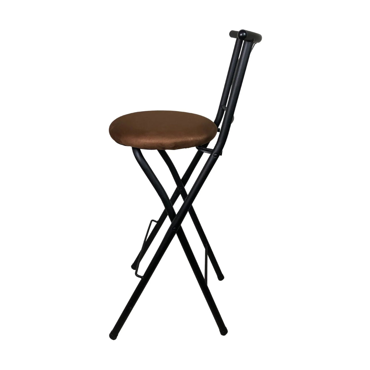 Mainstays Indoor Metal Folding Stool with Slat Back and Microfiber Seat