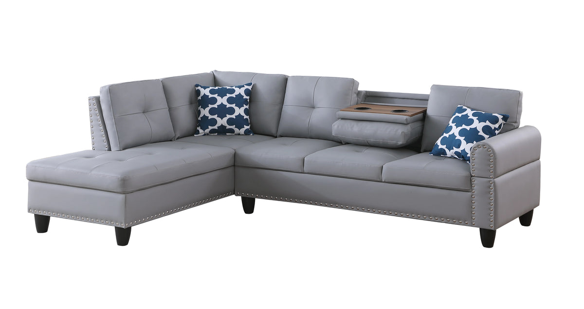 Sectional Sofas Faux Leather L - Shaped Sectional Set with Cup Holders 2pc,Large Sectional Couches