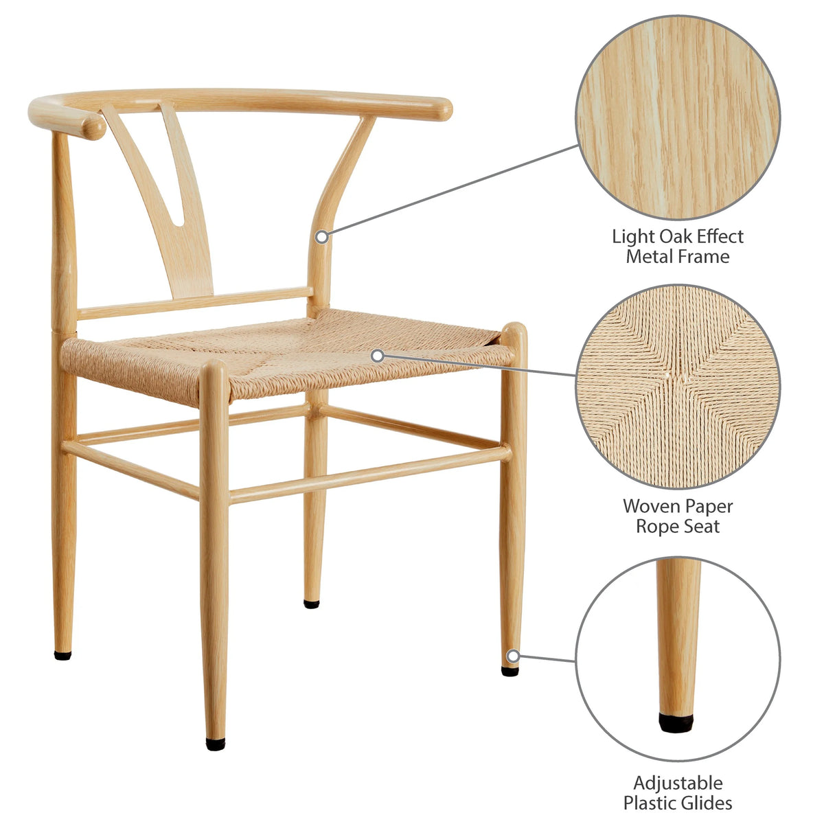 Better Homes & Gardens Springwood Wishbone Chair, Metal Base with Black Finish, 2 Pack