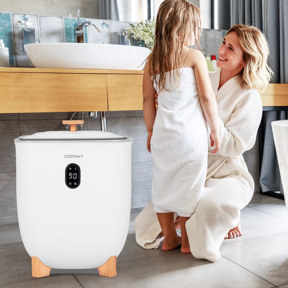 Costway 20L Upgraded Towel Warmer for Bathroom with PTC Heater & 2 Fragrant Disc Holders