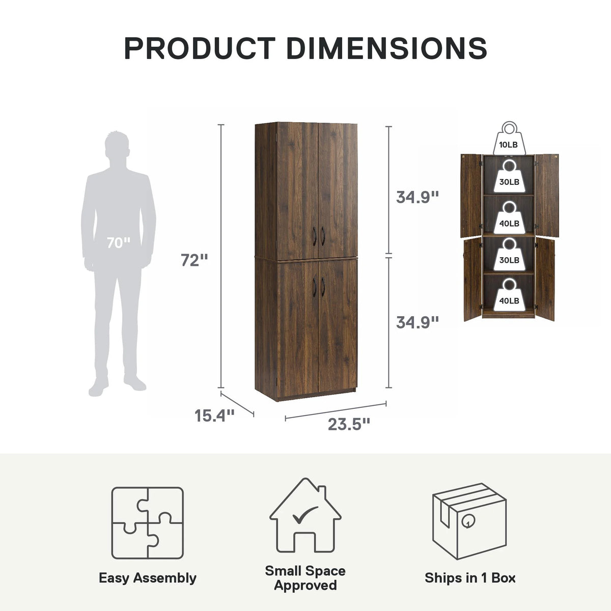 Mainstays 72" 4-Door Storage Cabinet, Espresso