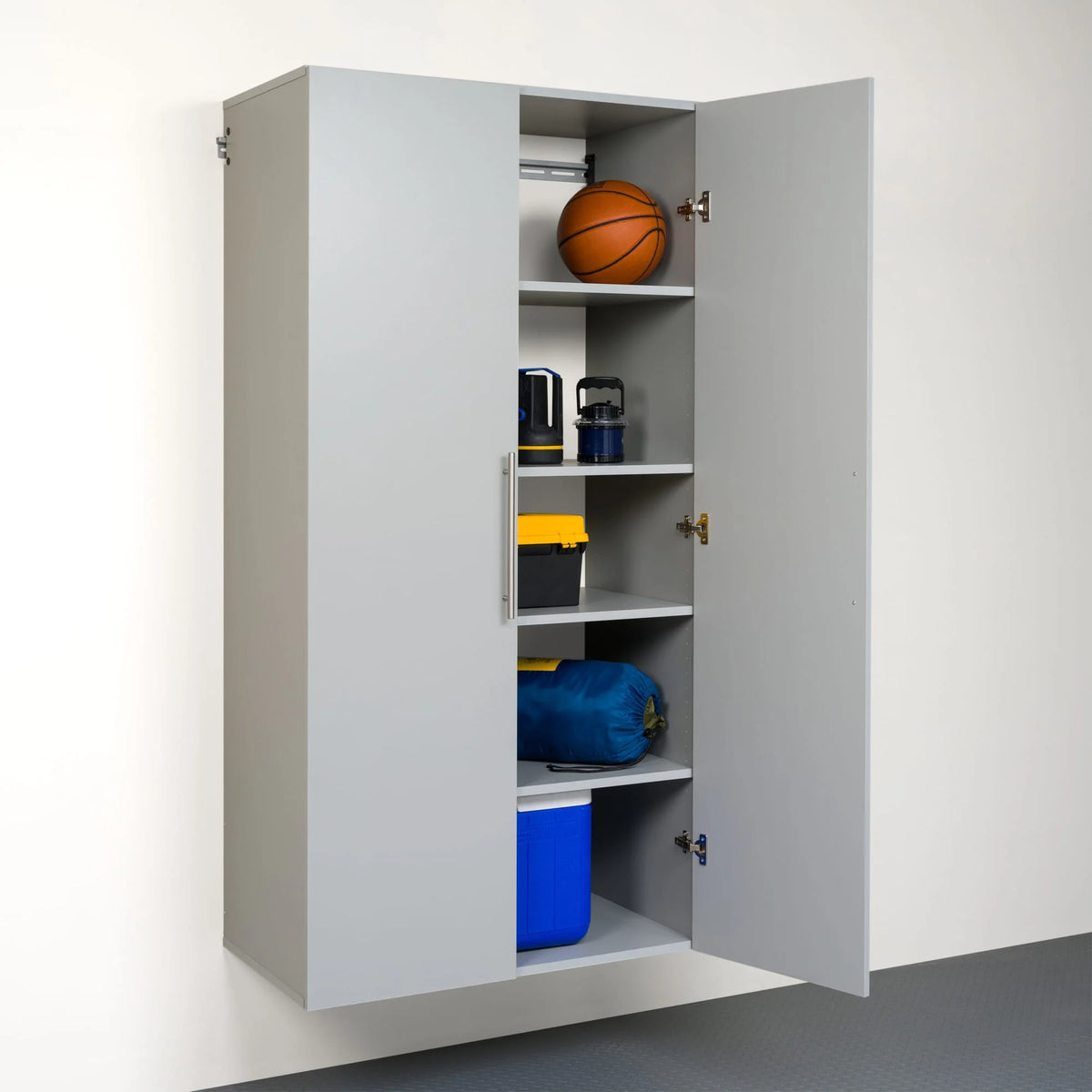 Prepac HangUps Large Storage Cabinet - Immaculate Light Gray 36" Cabinet with Storage Shelves and Doors; Ideal for Bin and General Storage Solutions