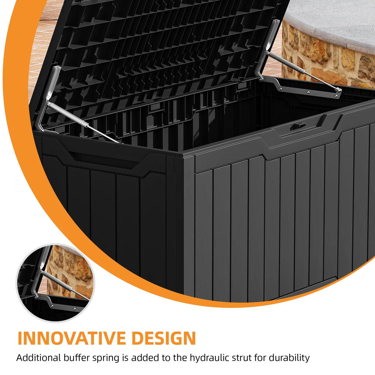Uforic Outdoor 100 Gallon Resin Deck Box, Weatherproof&Lockable,Black