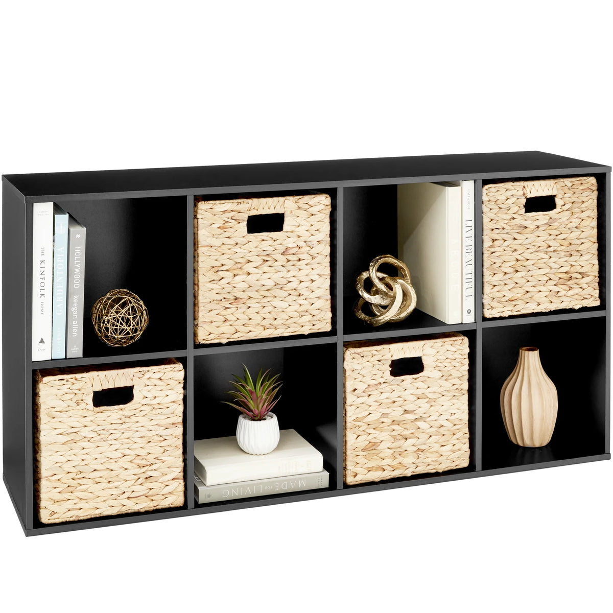 Best Choice Products 8-Cube Bookshelf, 11in Display Storage System, Organizer w/ Removable Back Panels - Black