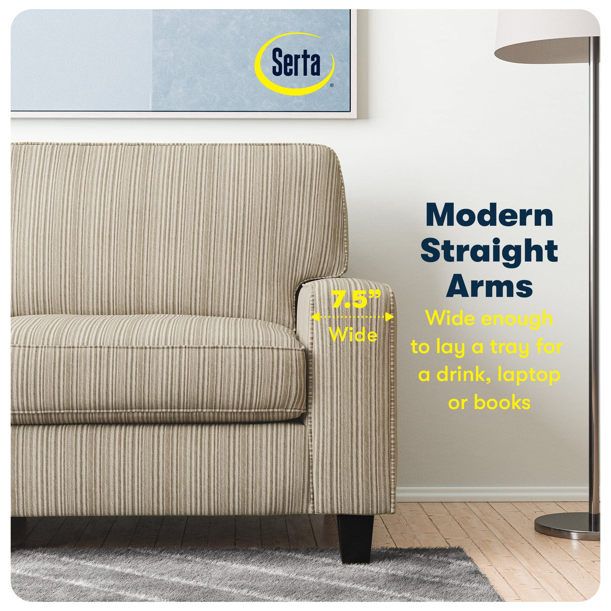 Serta Palisades 61" Track Arm Sofa Loveseat with Removable Covers Beige