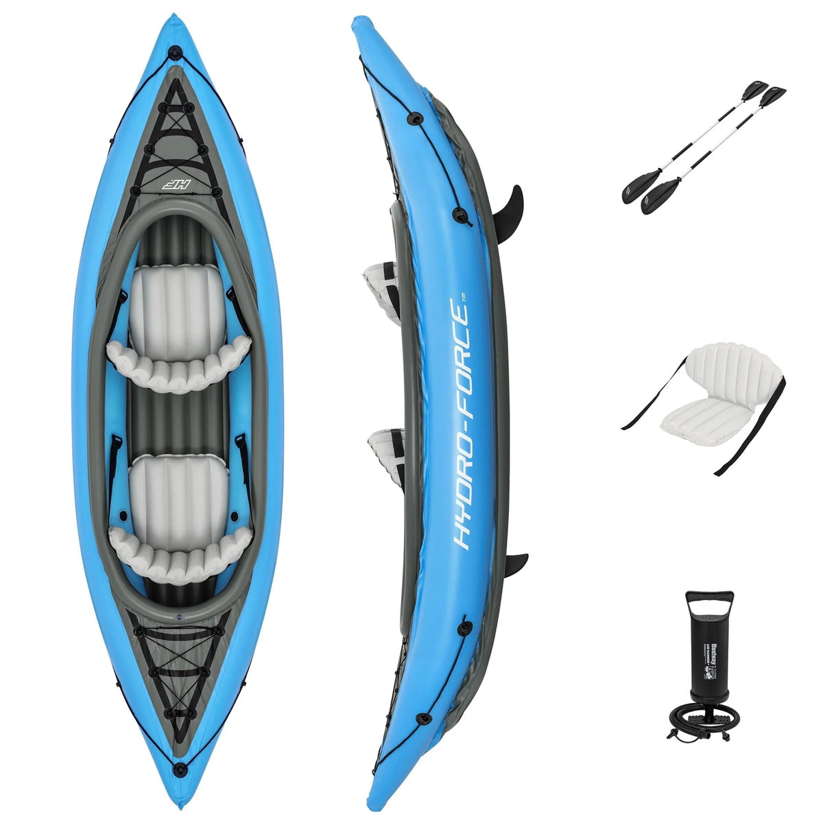 Hydro-Force Cove Champion X2 Inflatable Kayak - Two-Person Kayak Set (10’10” Long)
