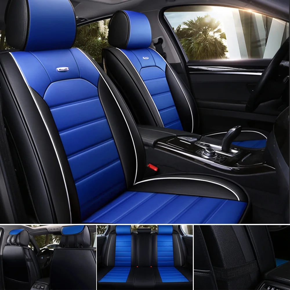 OTOEZ Leather Car Seat Cover Universal 5 Seats Full Set Front Rear Seat Protector