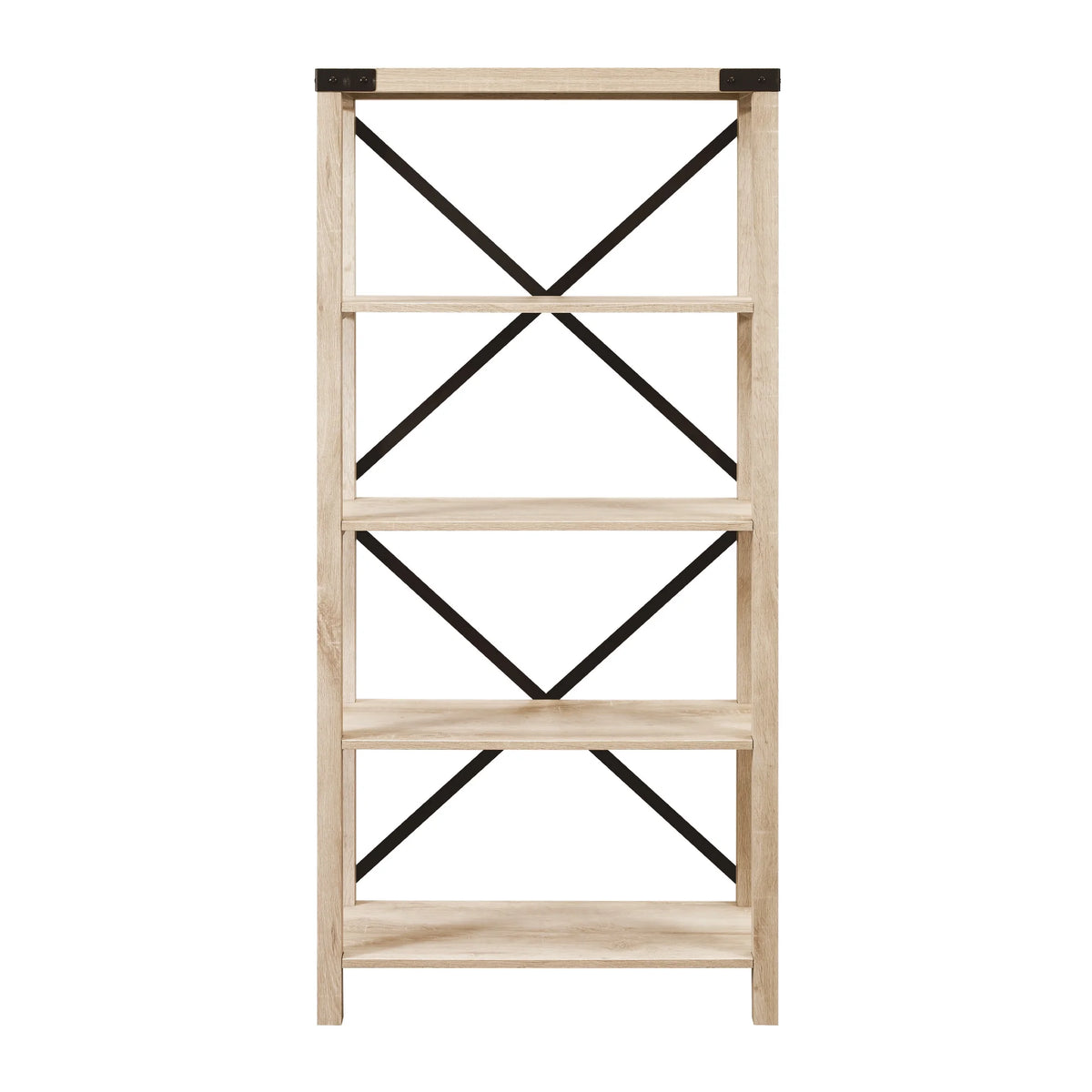 Walker Edison Rustic Industrial 4-Shelf Bookcase, Dark Walnut