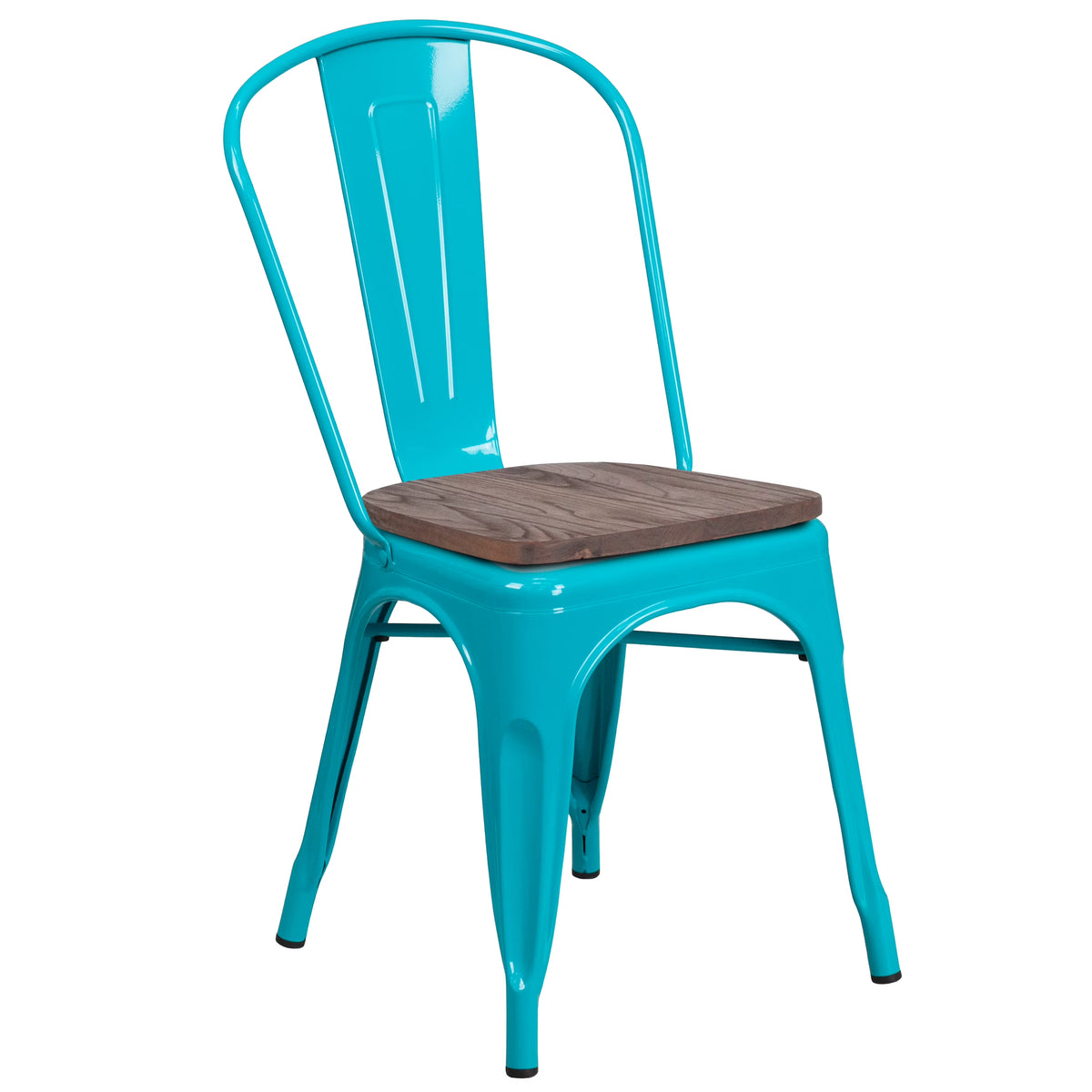 Flash Furniture Copper Metal Stackable Chair with Wood Seat