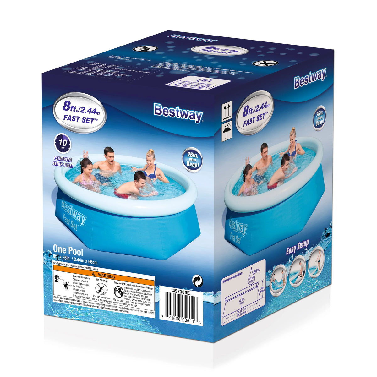 Bestway - Fast Set 8' x 26" Round Inflatable Pool Set